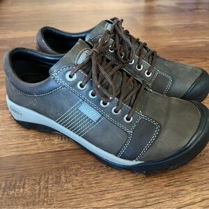 Keen Austin Men’s Sz 12 Chocolate Brown On Brown leather shoes Hiking Outdoor